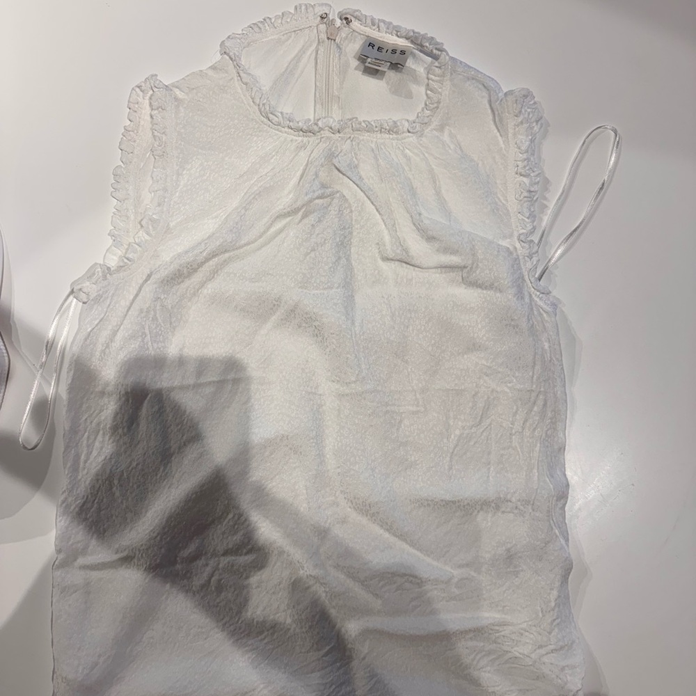 Reiss Ivory Ruffle Trim Top
